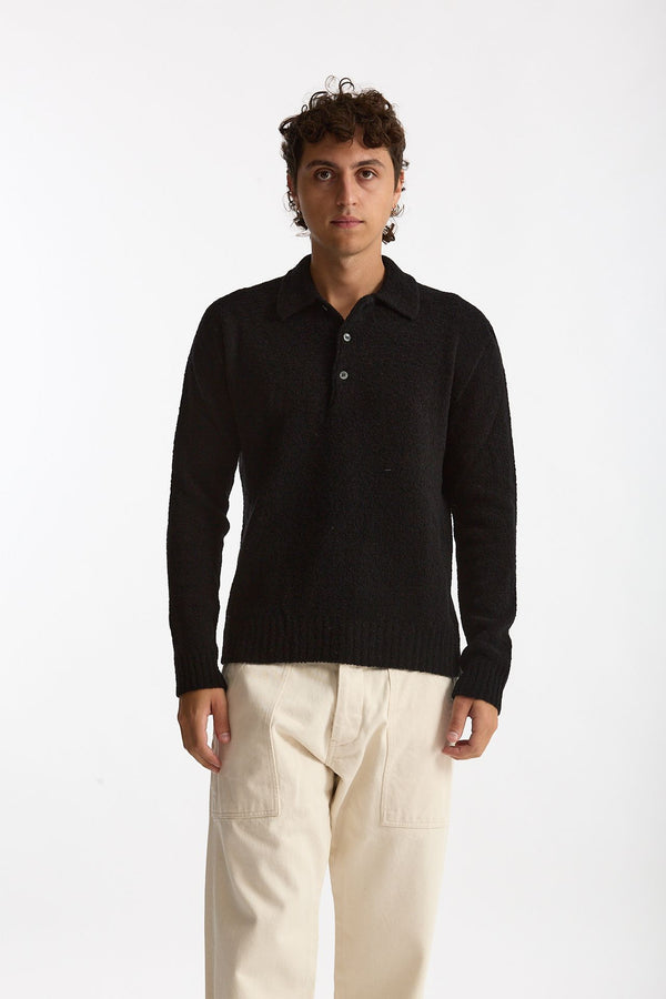 Polo in lana boucle’ nero uomo Diana studio