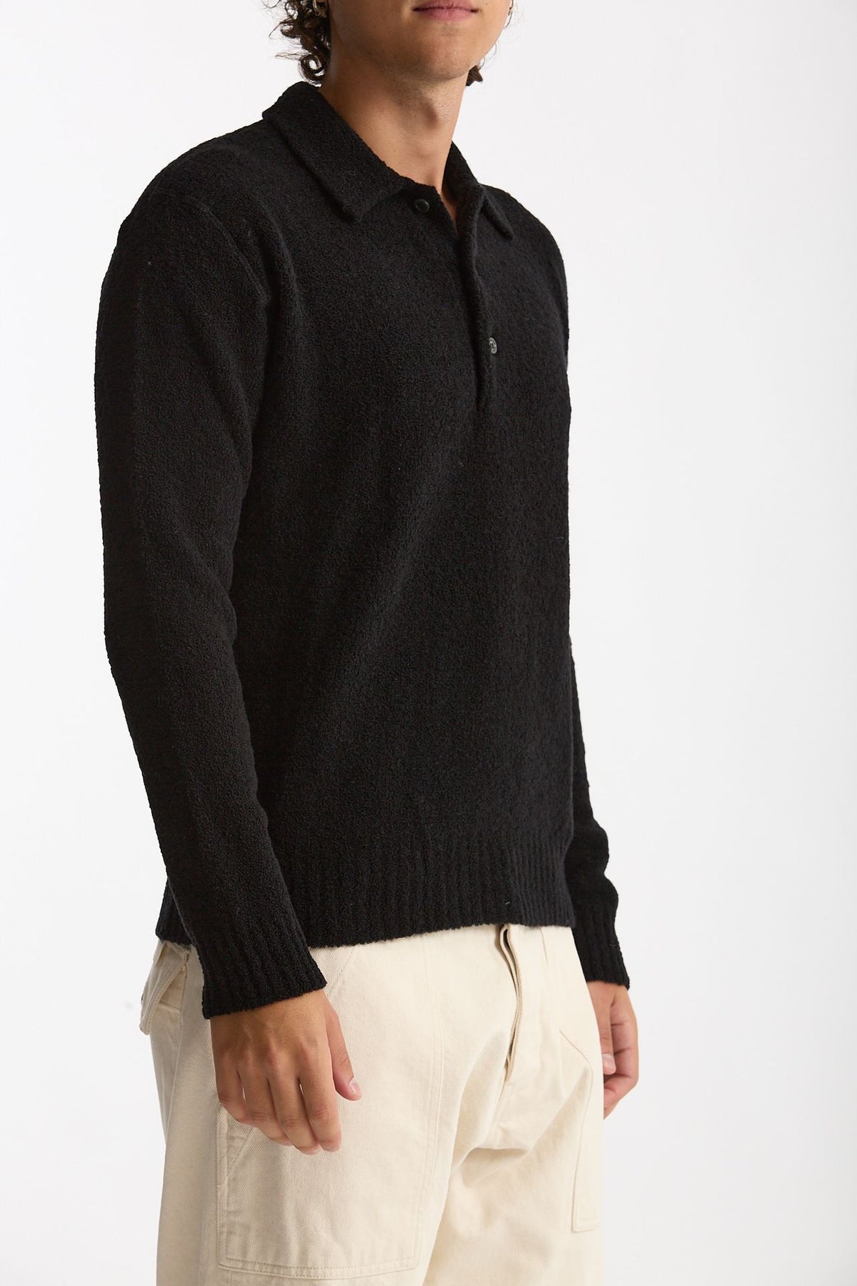 Polo in lana boucle’ nero uomo Diana studio - 1