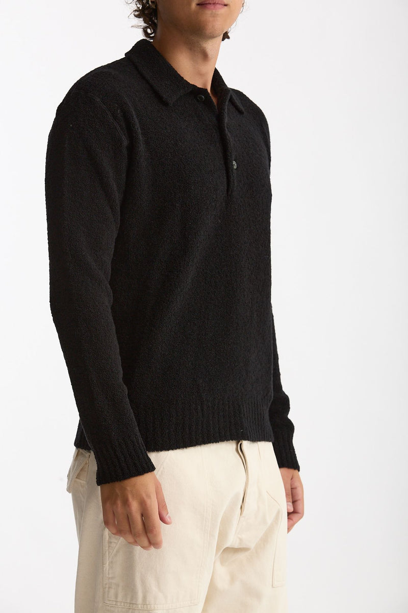 Polo in lana boucle’ nero uomo Diana studio - 1