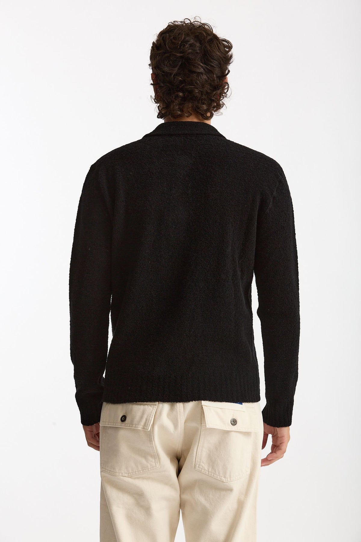 Polo in lana boucle’ nero uomo Diana studio - 3