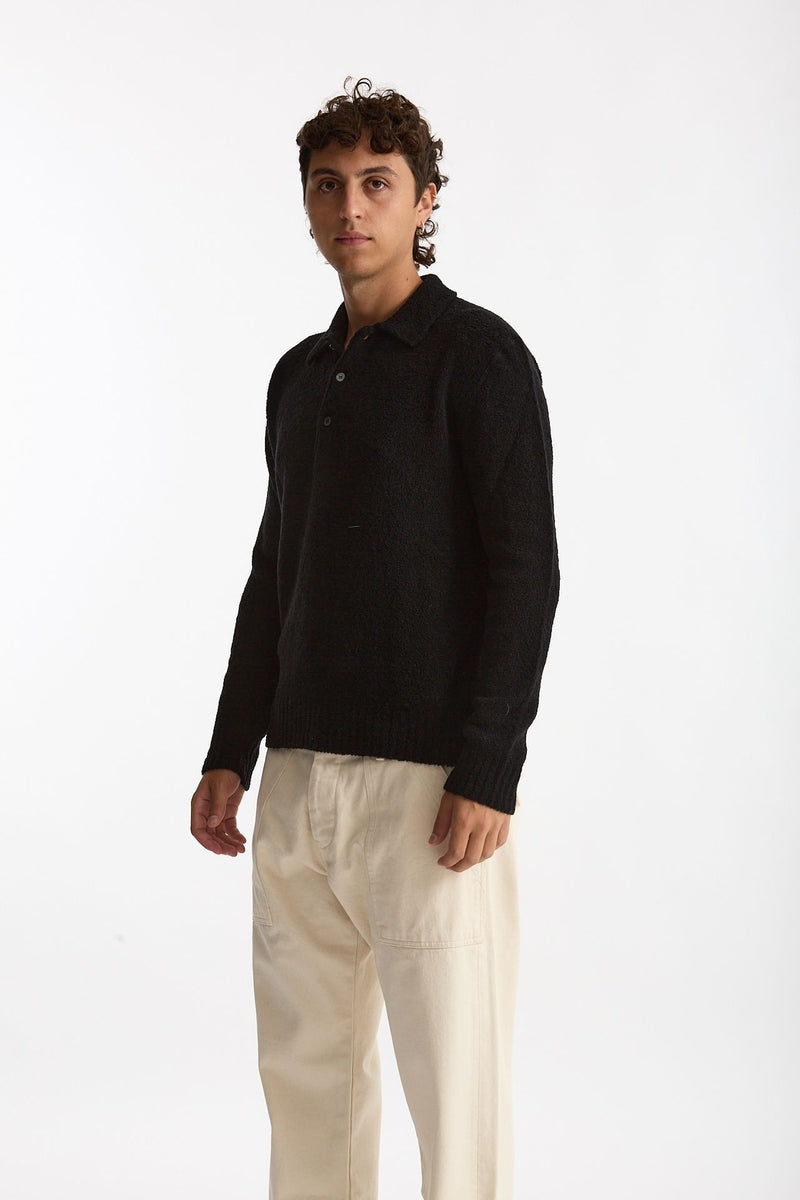 Polo in lana boucle’ nero uomo Diana studio - 4
