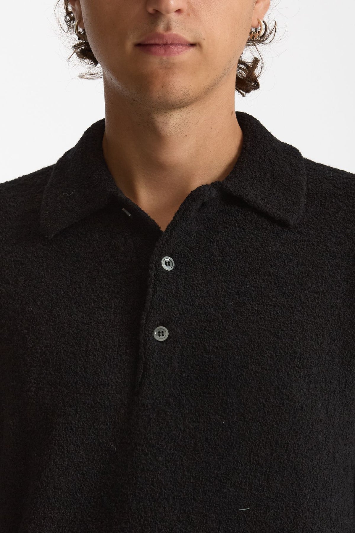 Polo in lana boucle’ nero uomo Diana studio - 5