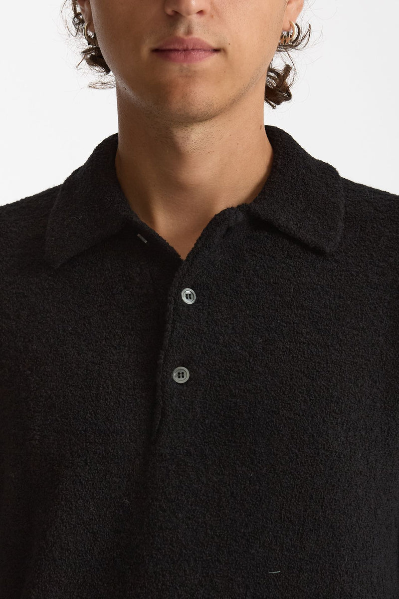 Polo in lana boucle’ nero uomo Diana studio - 5