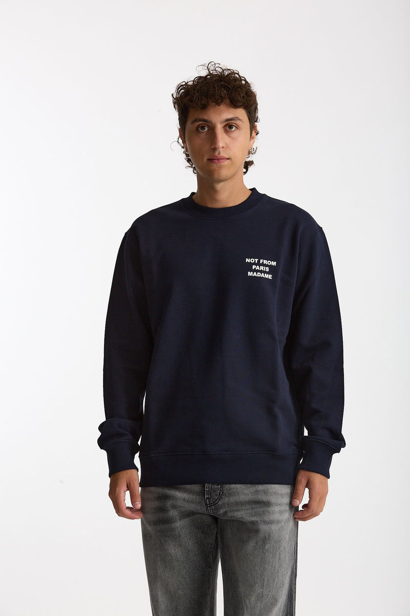 Felpa girocollo in cotone blu uomo Drôle de monsieur - 1