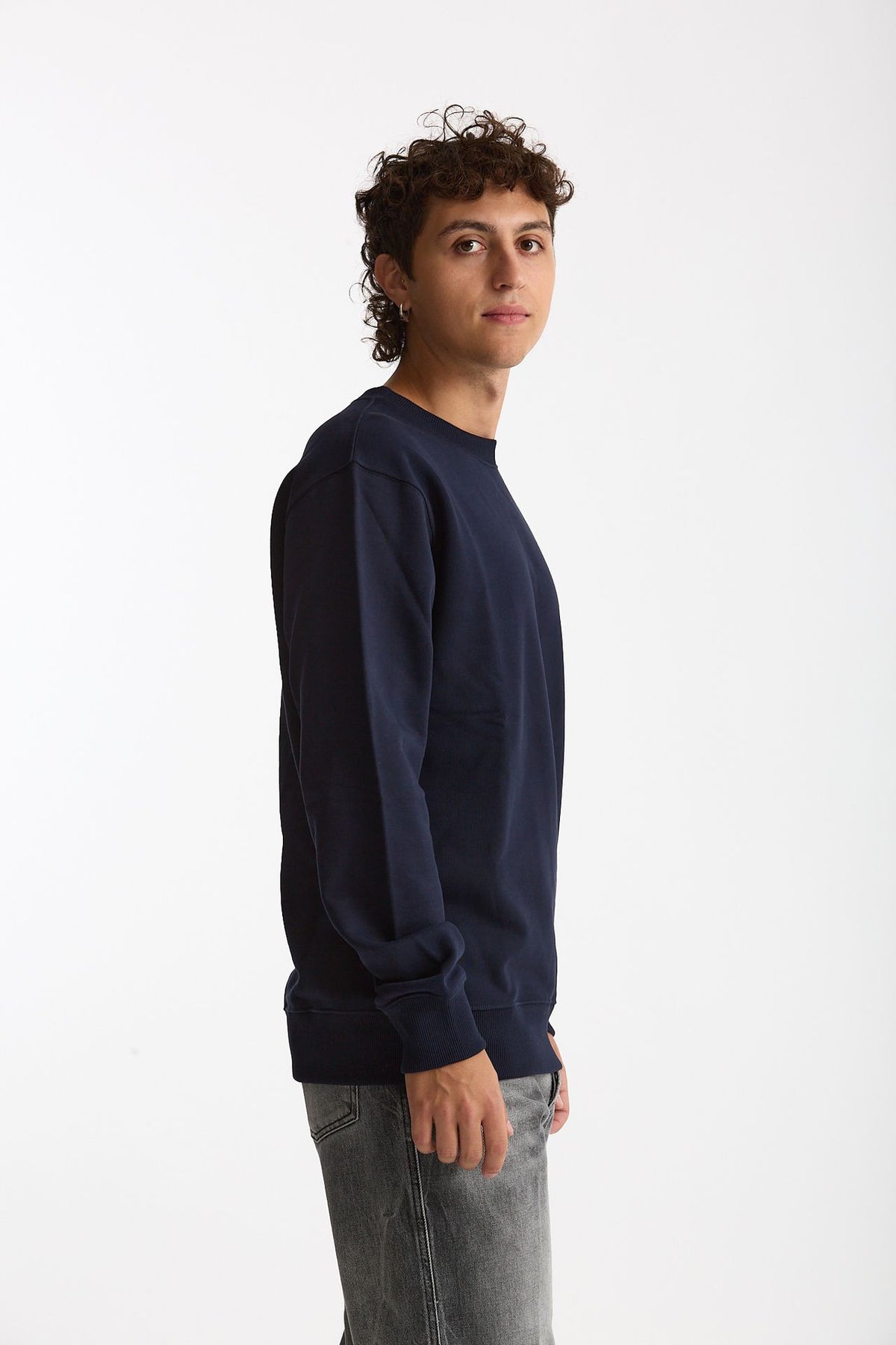 Felpa girocollo in cotone blu uomo Drôle de monsieur - 3