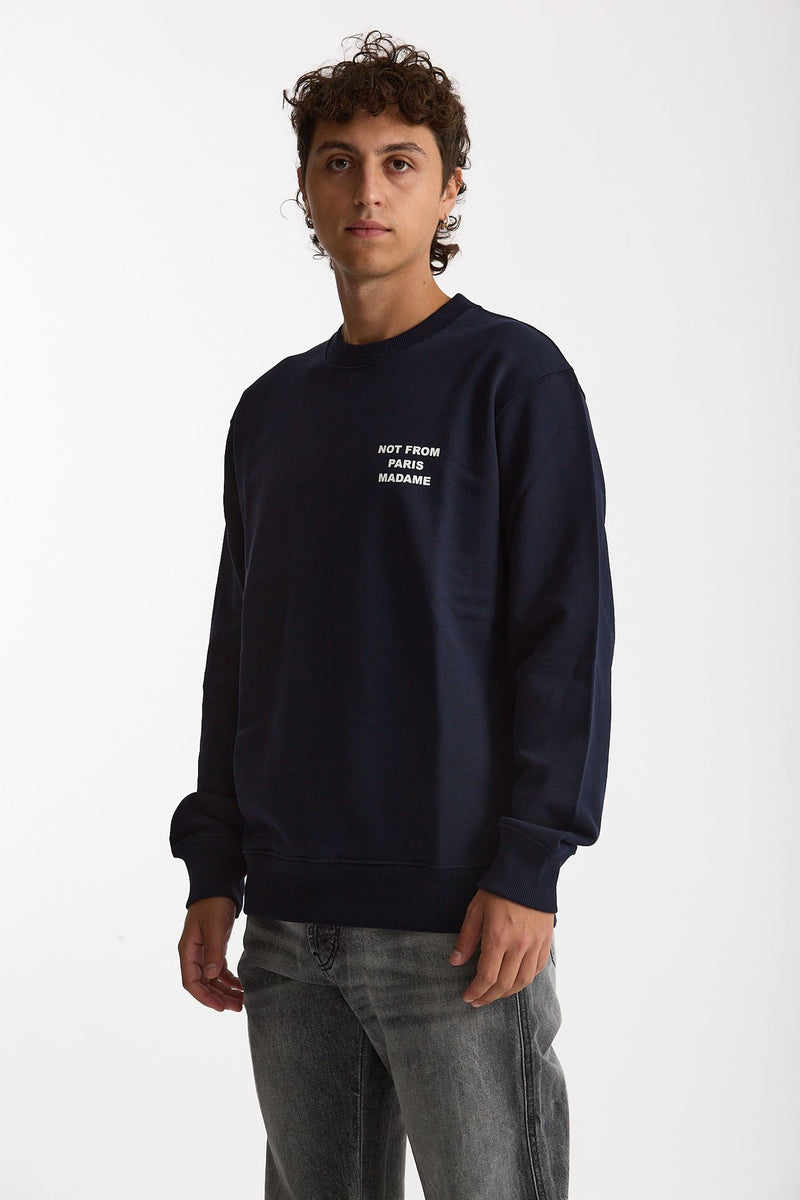 Felpa girocollo in cotone blu uomo Drôle de monsieur - 5