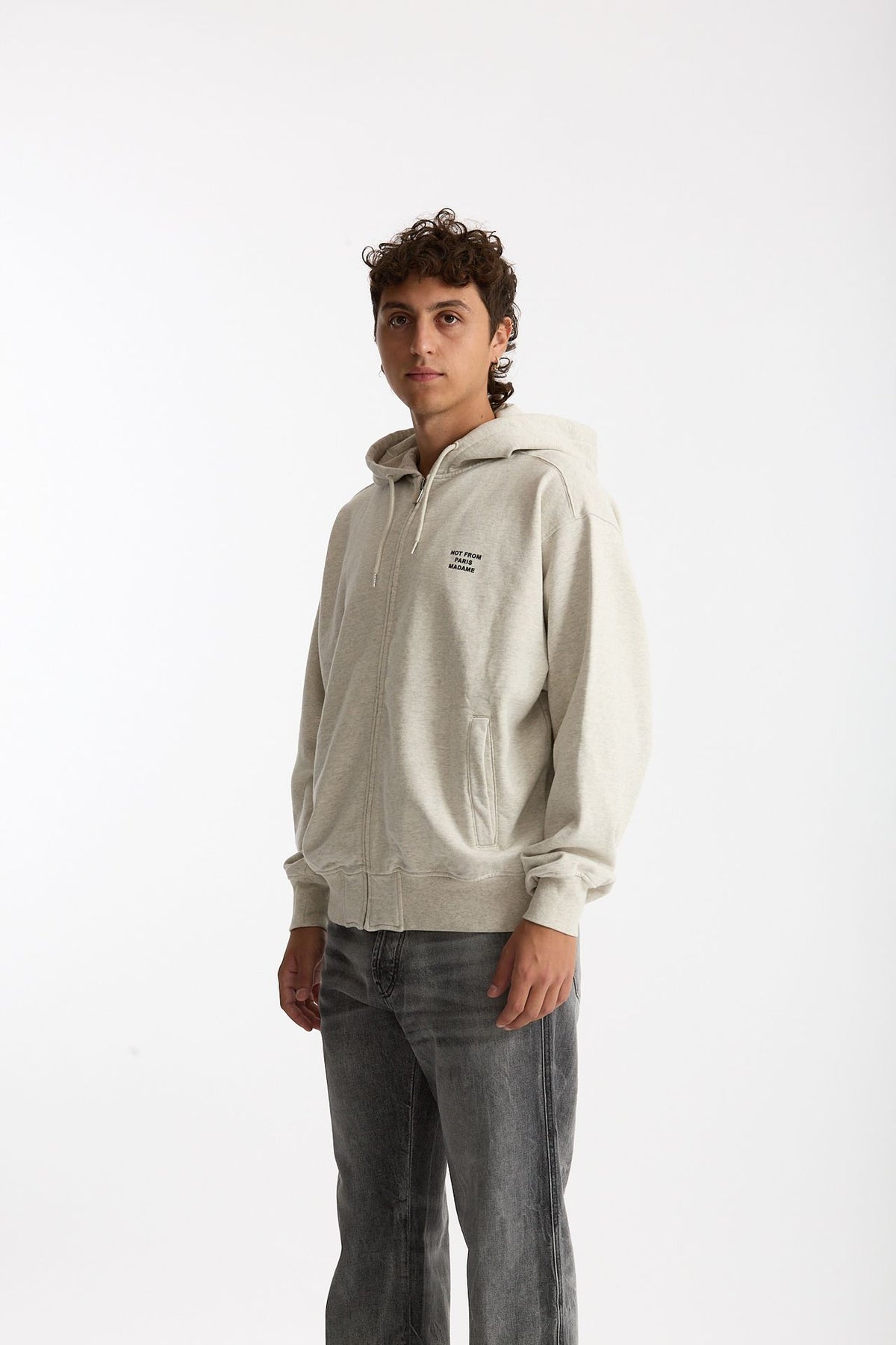 Felpa Full zip in cotone grigio chiaro uomo Drôle de monsieur - 4