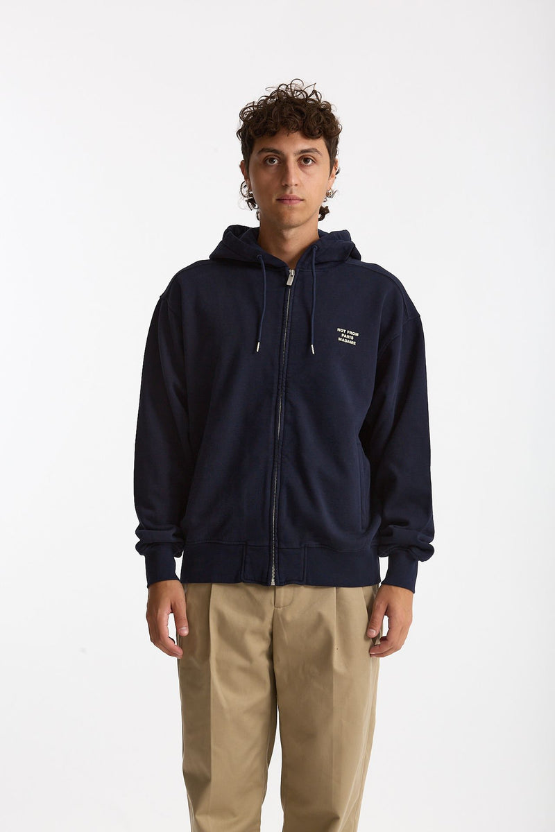 Felpa Full zip in cotone blu uomo Drôle de monsieur - 1