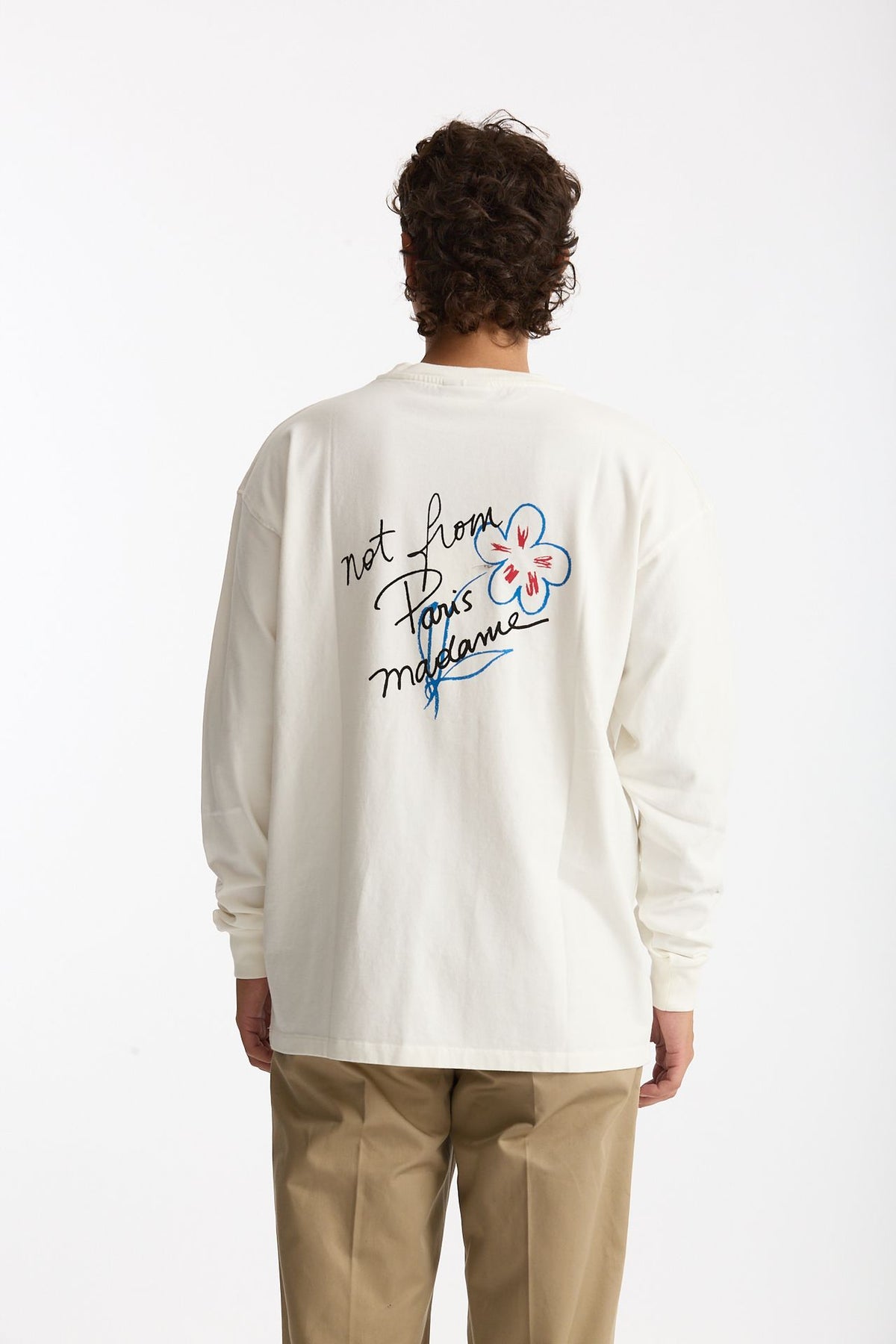 T-shirt girocollo in cotone bianco uomo Drôle de monsieur - 1