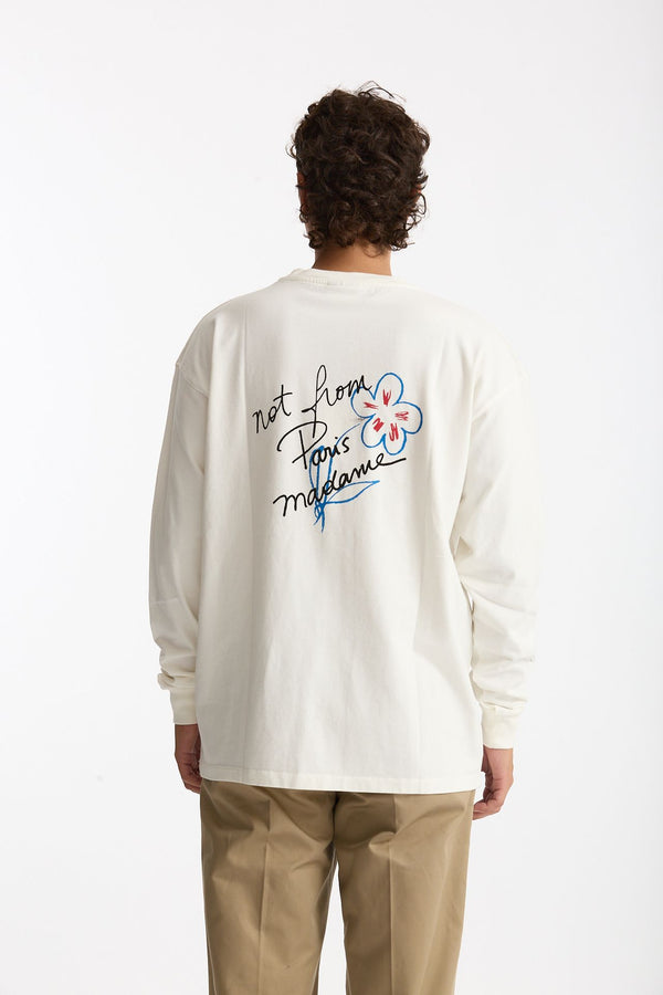T-shirt girocollo in cotone bianco uomo Drôle de monsieur