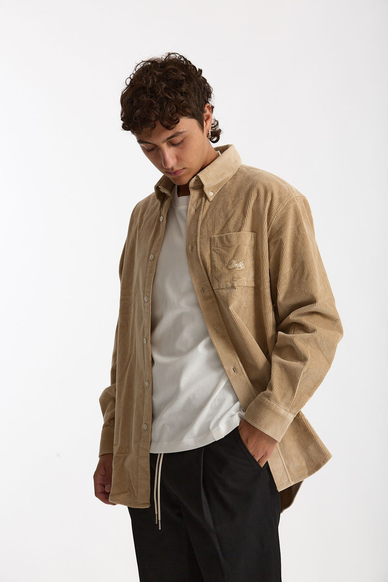 Camicia in velluto beige uomo Drôle de monsieur - 1