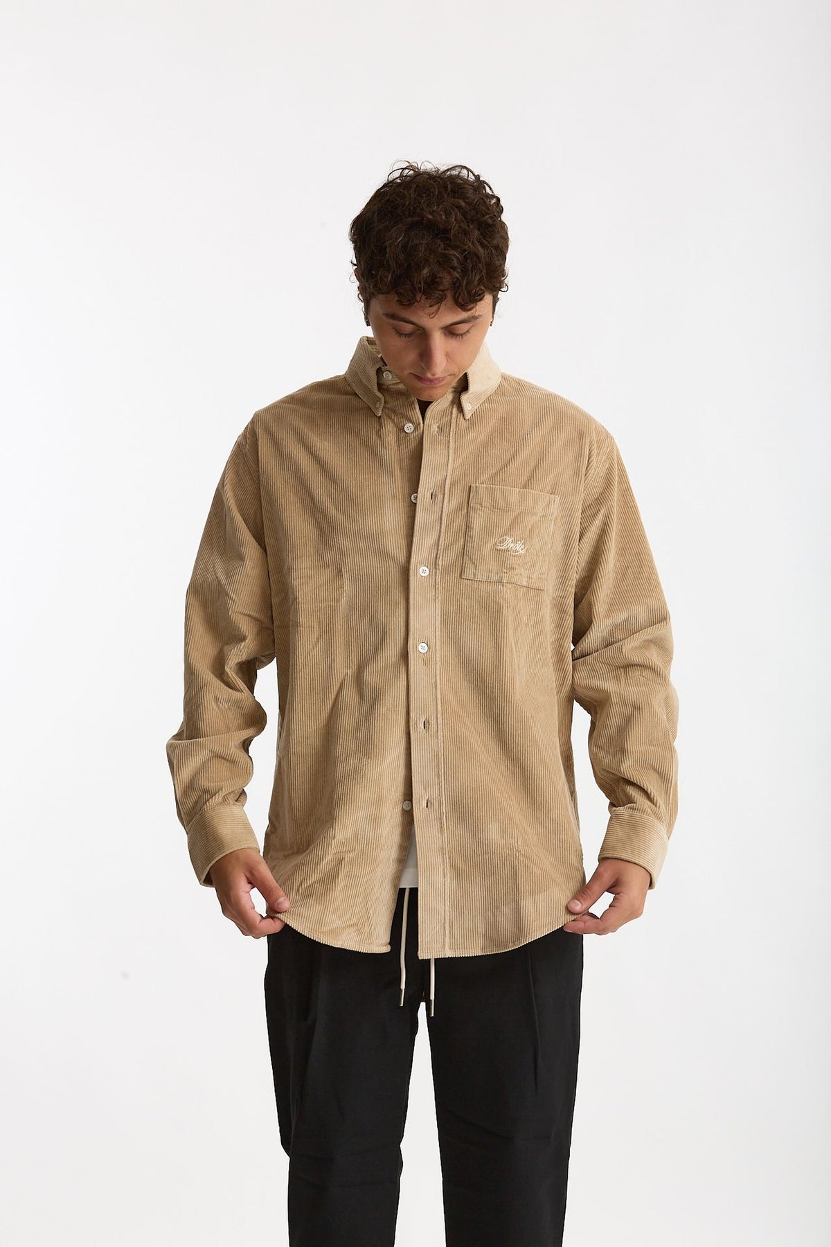 Camicia in velluto beige uomo Drôle de monsieur - 6