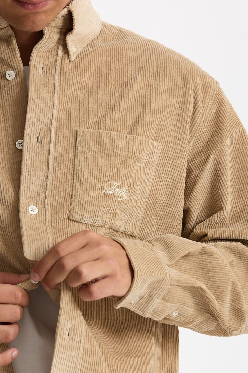Camicia in velluto beige uomo Drôle de monsieur - 3