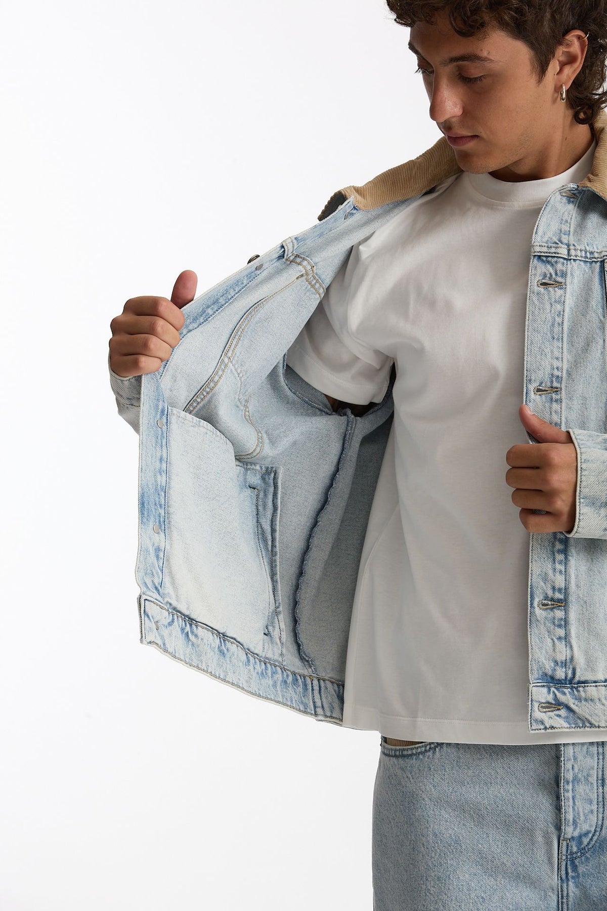 Giubbino denim Lavaggio chiaro uomo Drôle de monsieur - 8