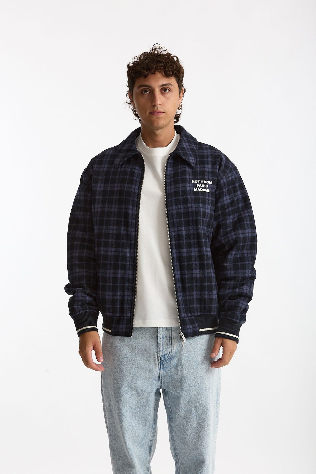 Bomber scozzese blu e nero uomo Drôle de monsieur - 1