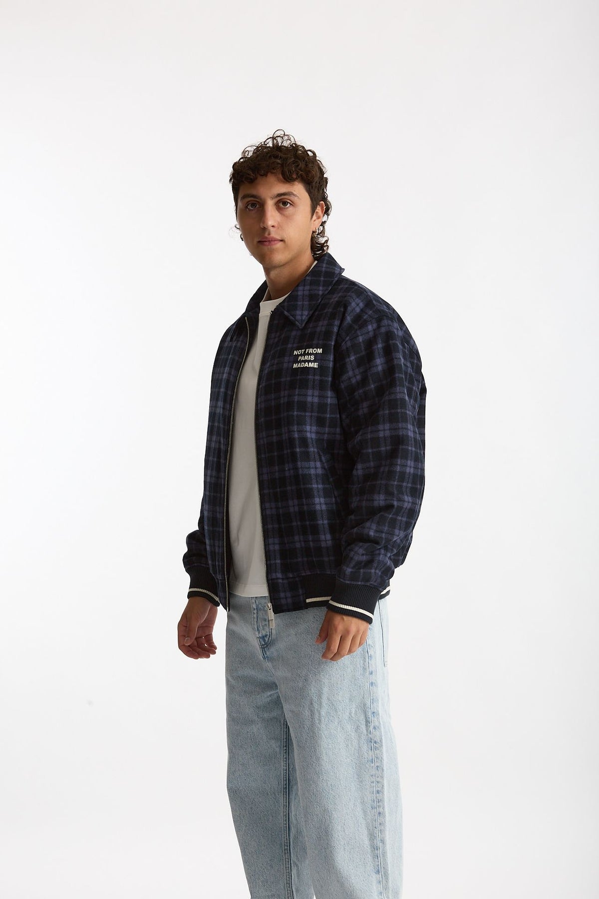 Bomber scozzese blu e nero uomo Drôle de monsieur - 5