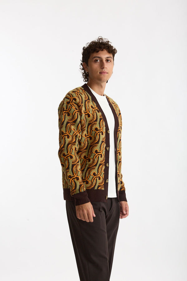 Cardigan misto lana fantasia multicolor uomo Drôle de monsieur