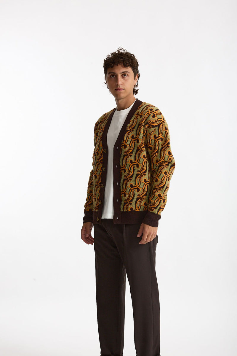 Cardigan misto lana fantasia multicolor uomo Drôle de monsieur - 4