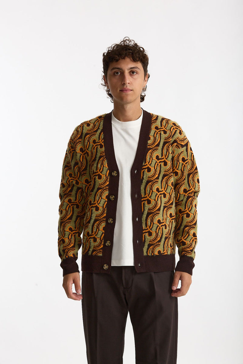Cardigan misto lana fantasia multicolor uomo Drôle de monsieur - 3