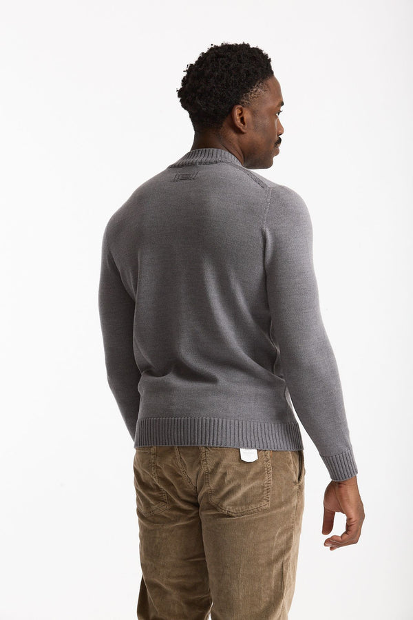 Maglia lupetto in lana grigio uomo Drumohr