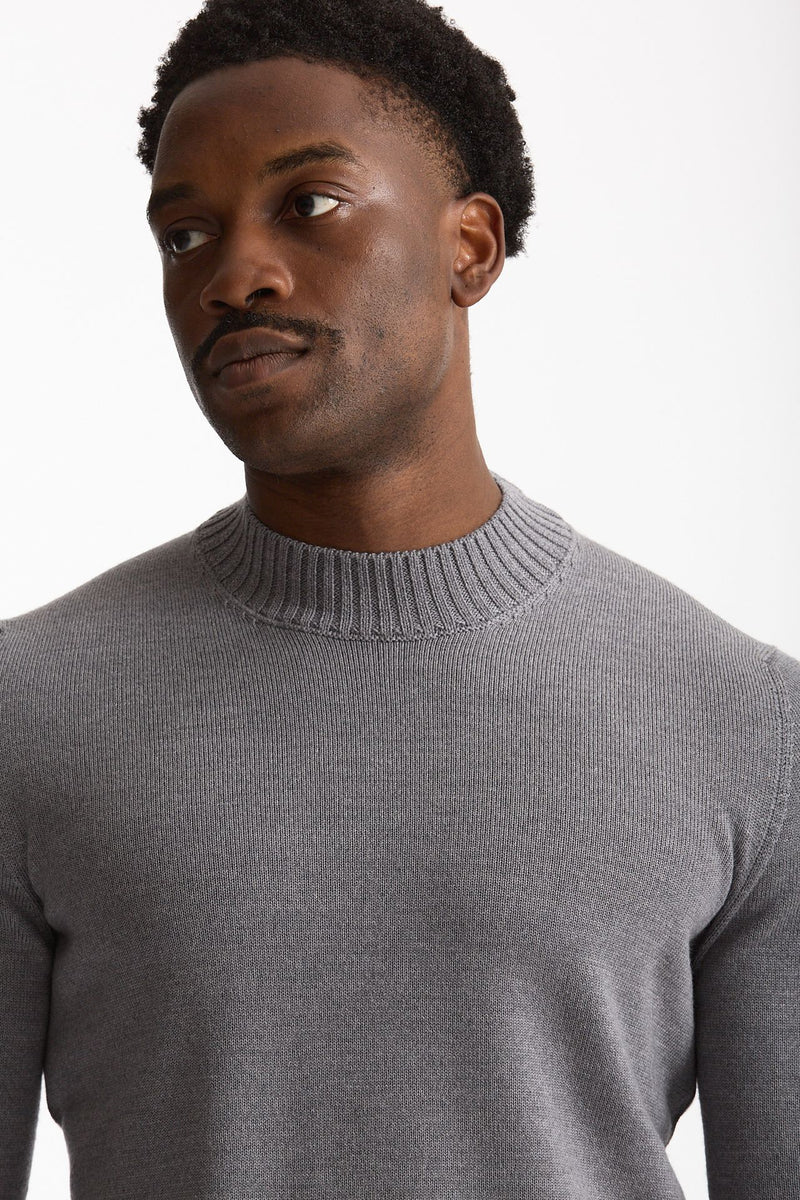 Maglia lupetto in lana grigio uomo Drumohr - 5