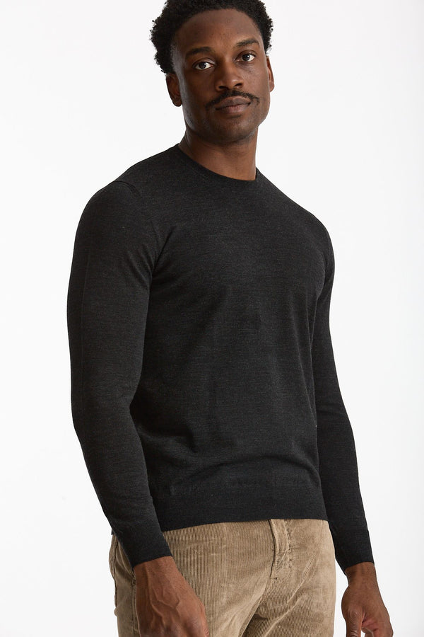 Maglia in lana rasata MODERN grigio antracite uomo Drumohr