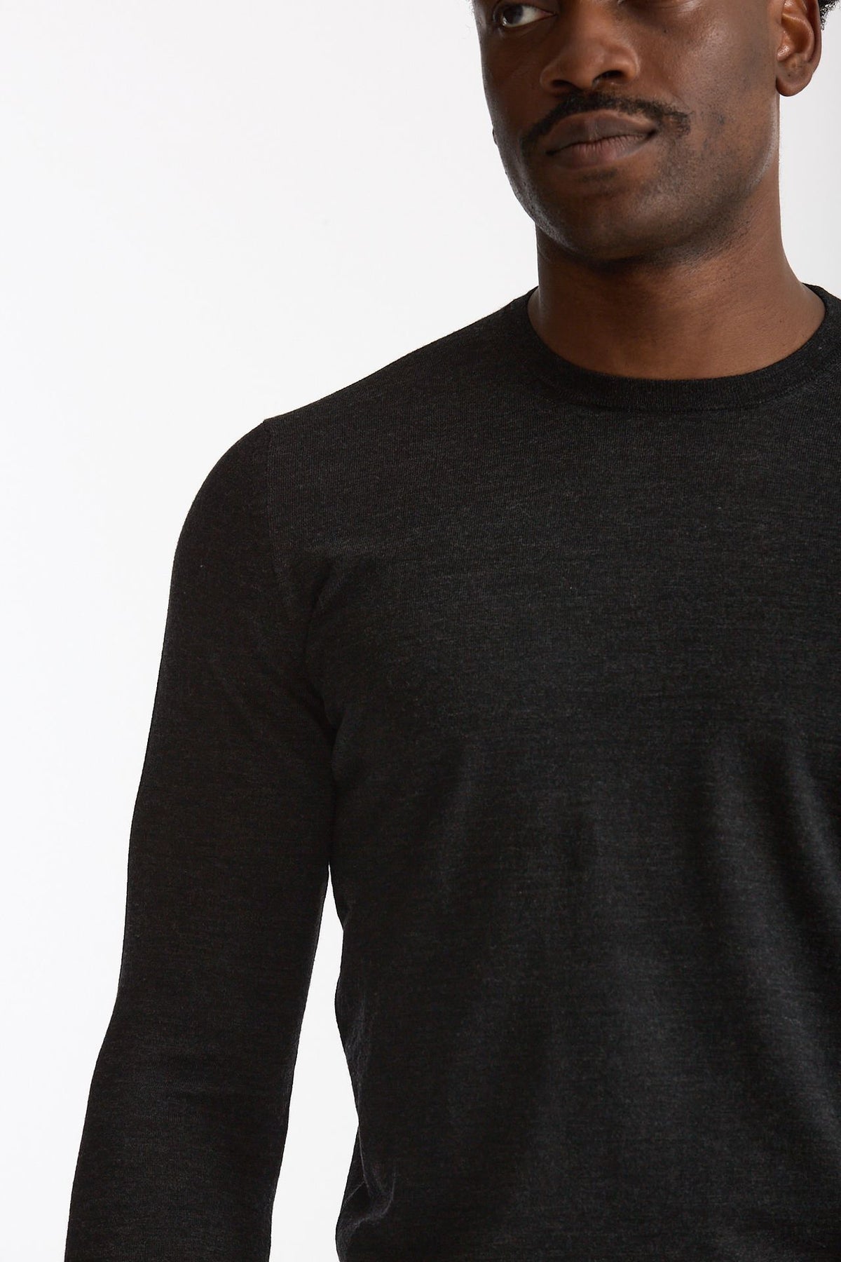 Maglia in lana rasata MODERN grigio antracite uomo Drumohr - 5