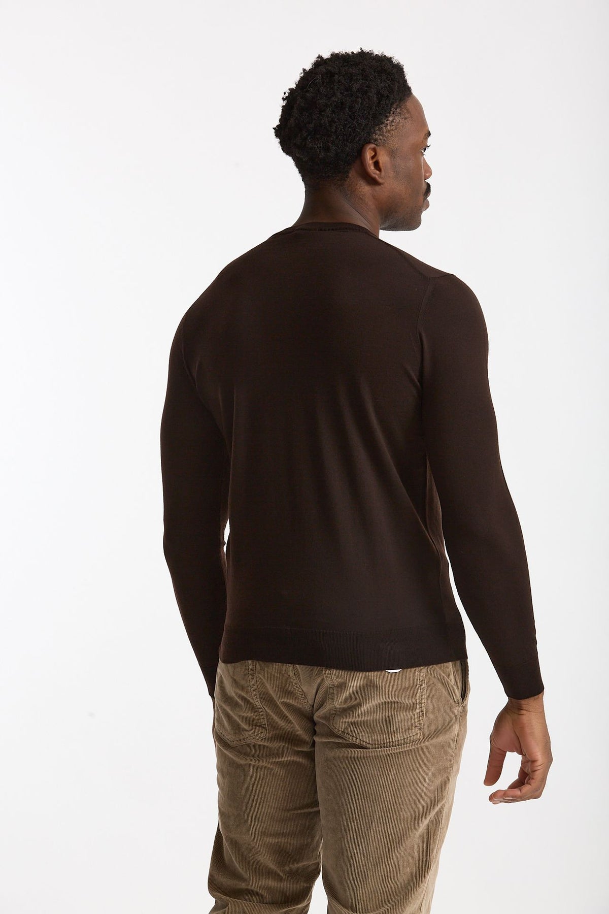 Maglia in lana rasata MODERN marrone uomo Drumohr - 2