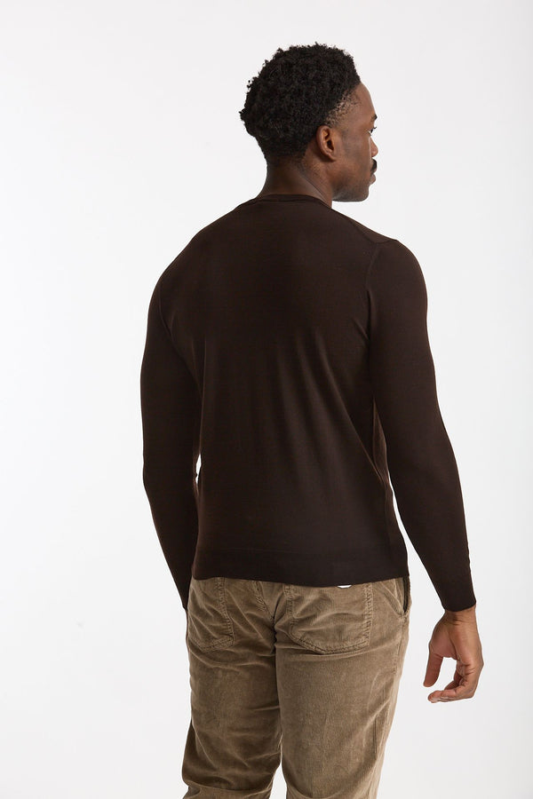 Maglia in lana rasata MODERN marrone uomo Drumohr