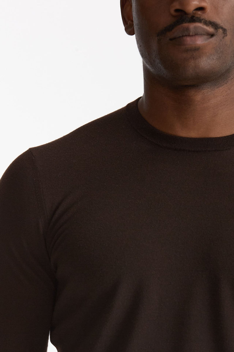 Maglia in lana rasata MODERN marrone uomo Drumohr - 5