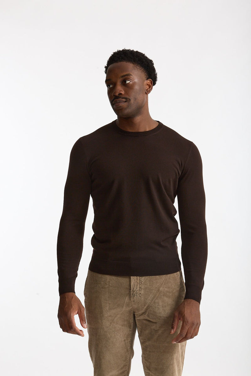 Maglia in lana rasata MODERN marrone uomo Drumohr - 1