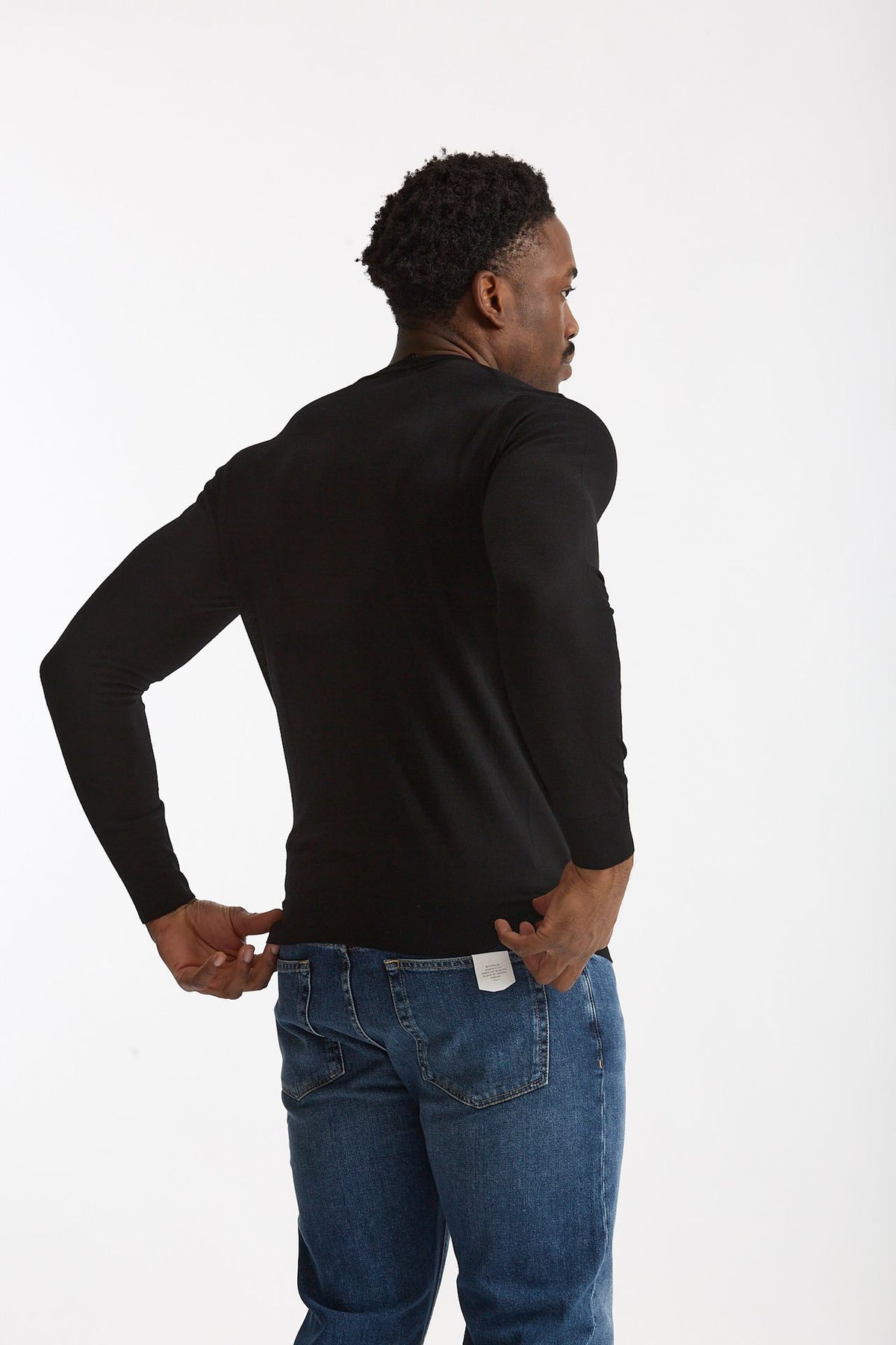 Maglia in lana rasata MODERN nero uomo Drumohr - 3