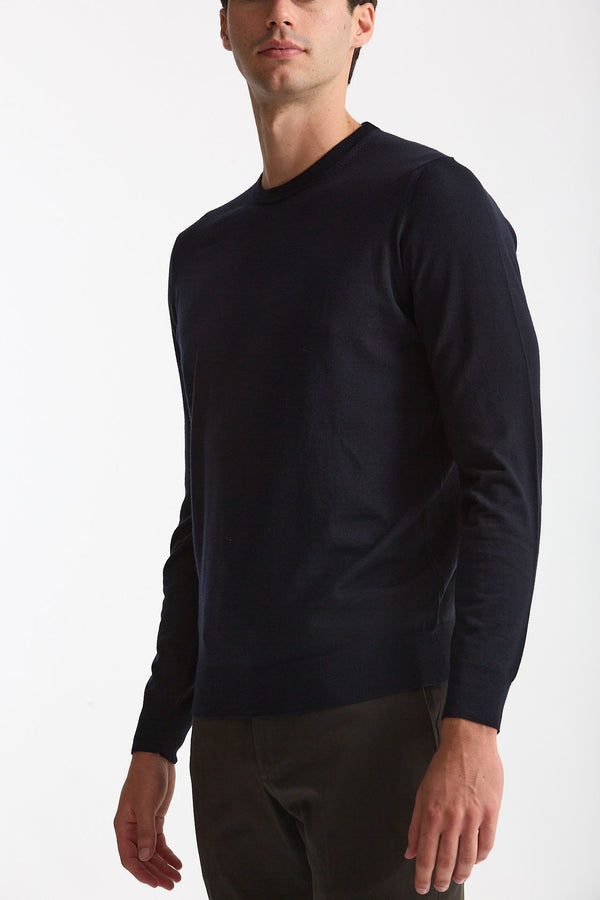 Maglia in lana rasata MODERN blu uomo Drumohr