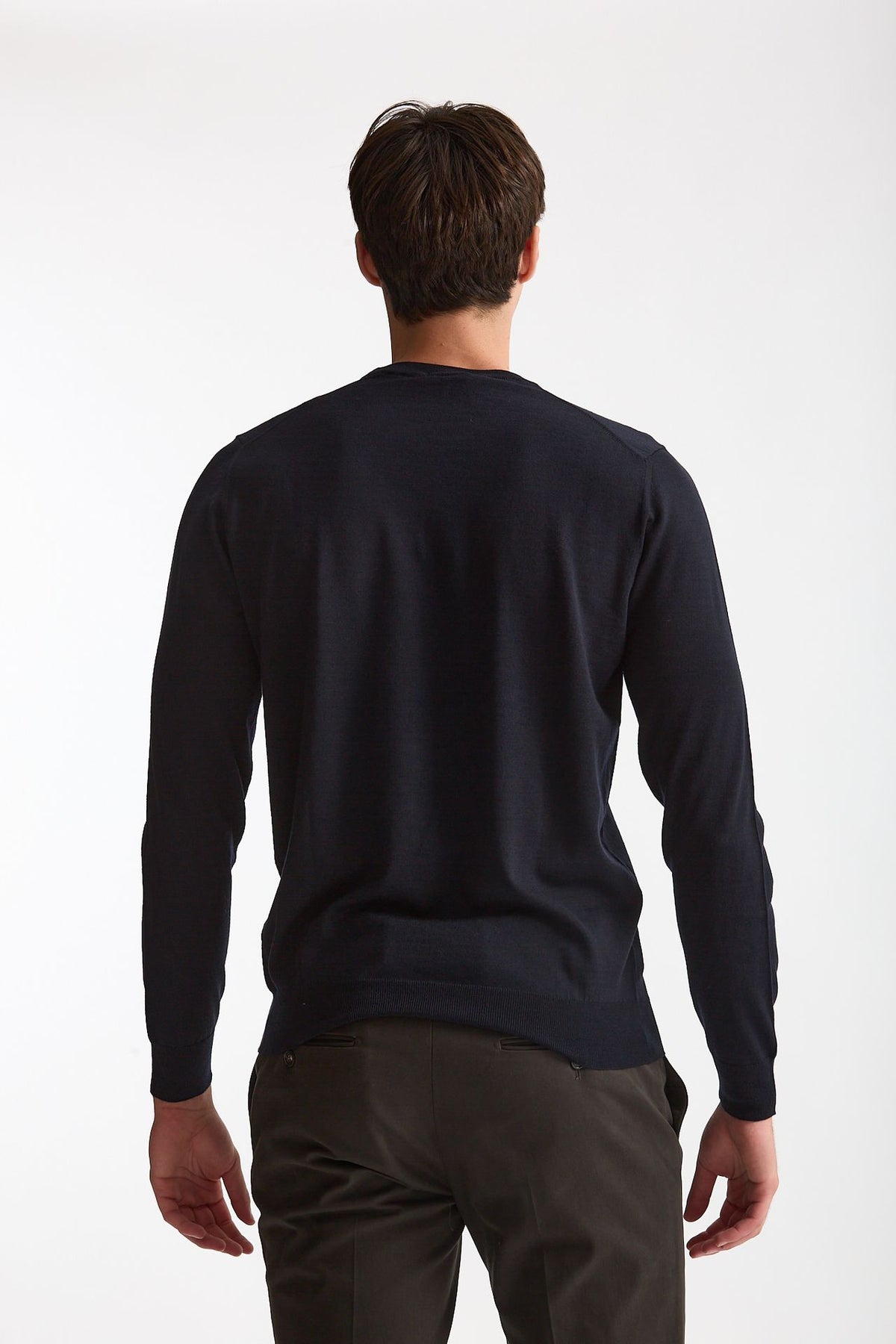 Maglia in lana rasata MODERN blu uomo Drumohr - 3