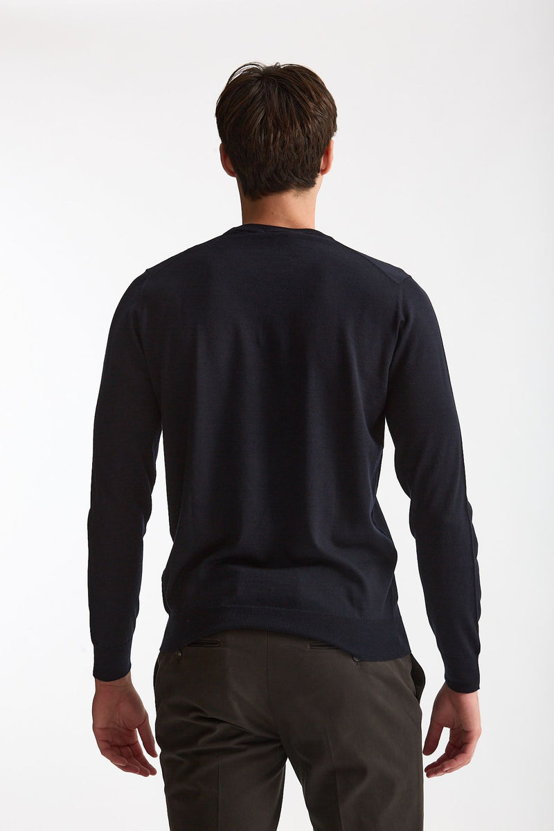 Maglia in lana rasata MODERN blu uomo Drumohr - 3