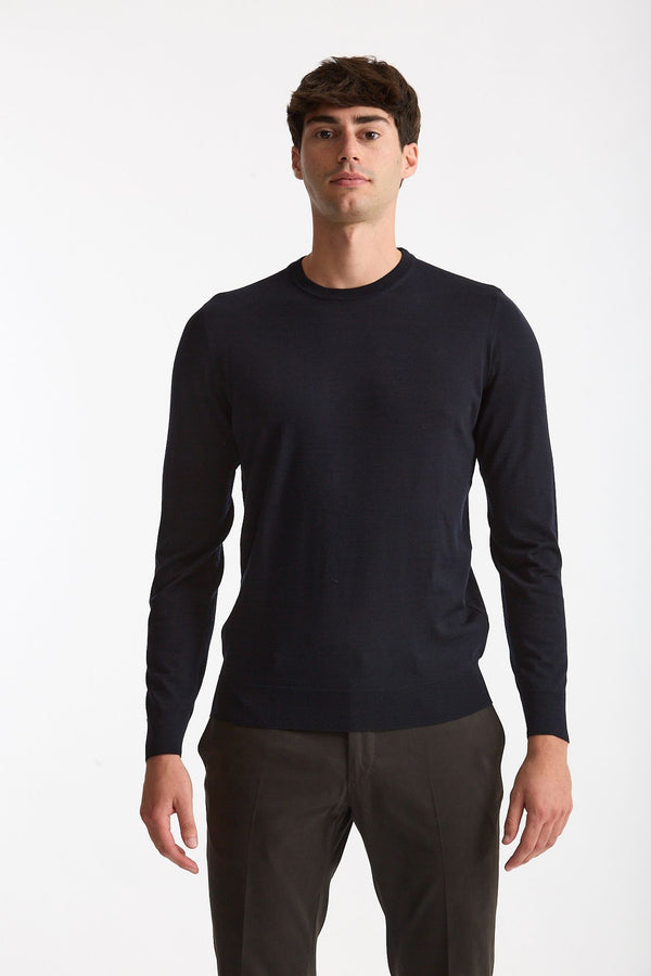 Maglia in lana rasata MODERN blu uomo Drumohr
