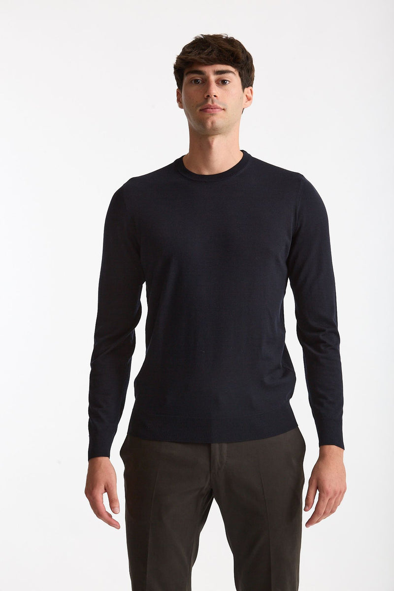 Maglia in lana rasata MODERN blu uomo Drumohr - 2
