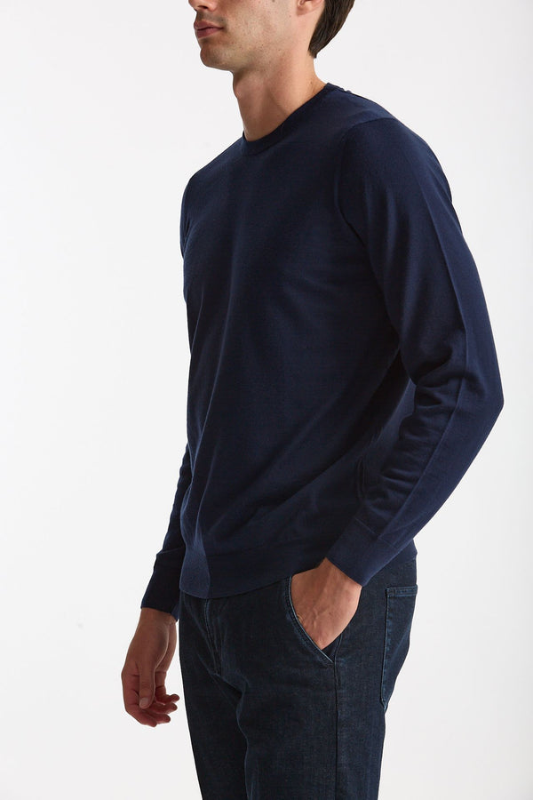 Maglia in lana rasata MODERN blu aperto uomo Drumohr