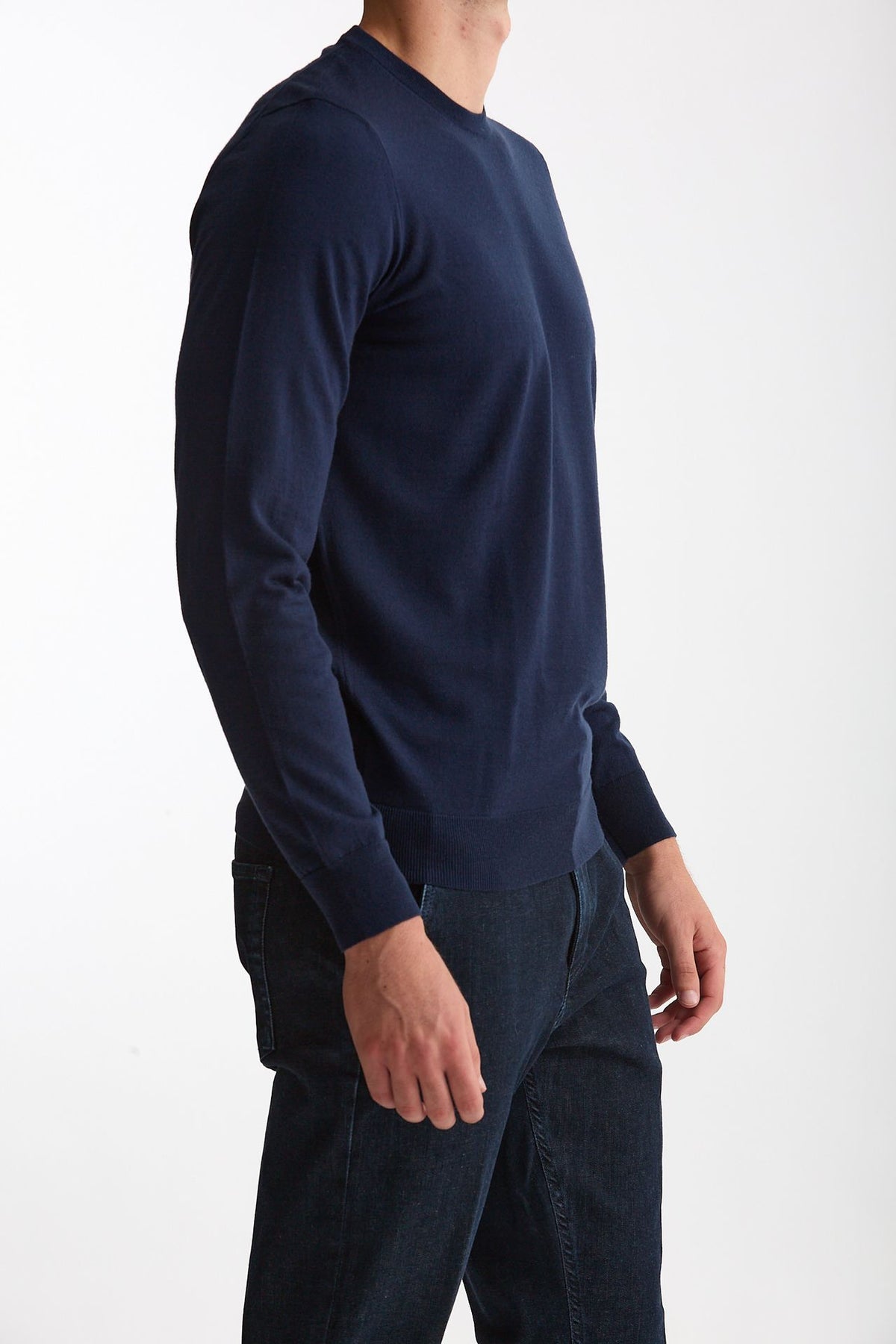 Maglia in lana rasata MODERN blu aperto uomo Drumohr - 4