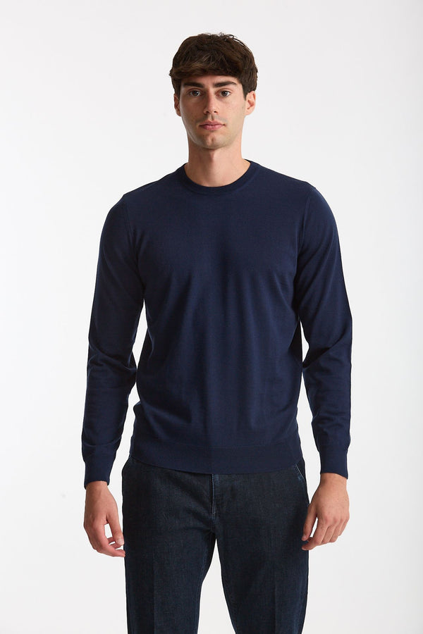 Maglia in lana rasata MODERN blu aperto uomo Drumohr