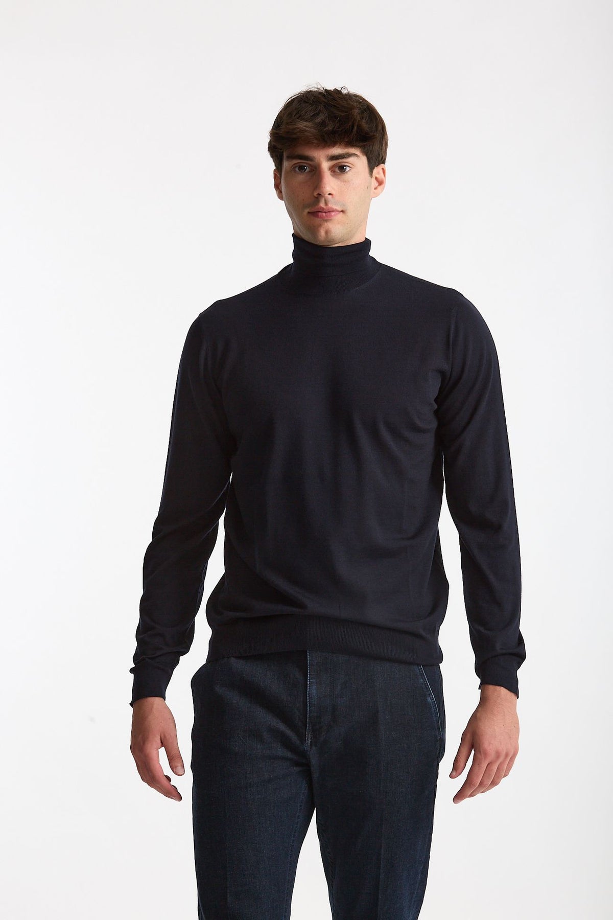Dolcevita in lana rasata MODERN blu uomo Drumohr - 1