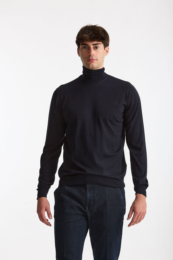 Dolcevita in lana rasata MODERN blu uomo Drumohr