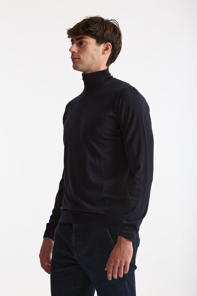 Dolcevita in lana rasata MODERN blu uomo Drumohr - 2