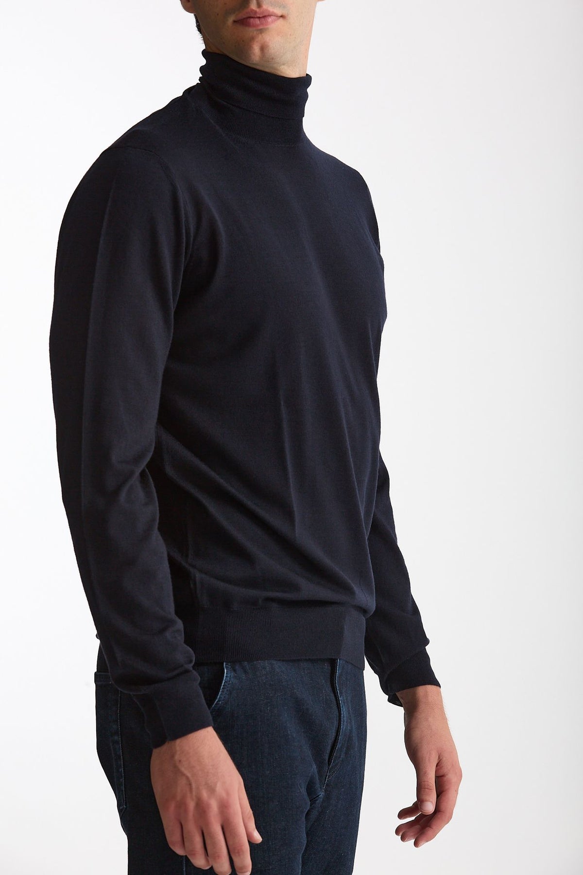 Dolcevita in lana rasata MODERN blu uomo Drumohr - 3