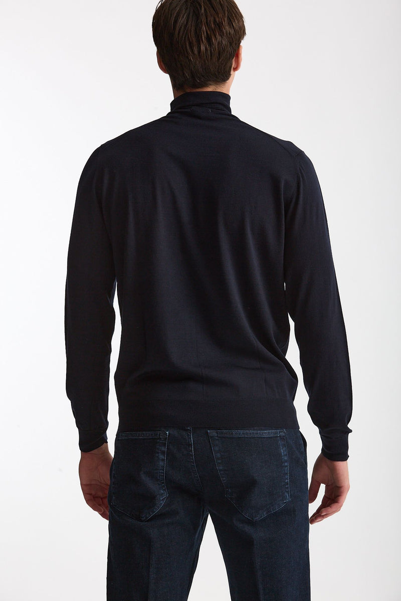 Dolcevita in lana rasata MODERN blu uomo Drumohr - 4