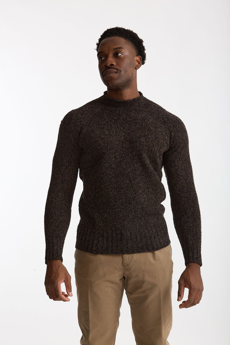 Maglia in lambswool Moulinè marrone e nero uomo Drumohr - 1