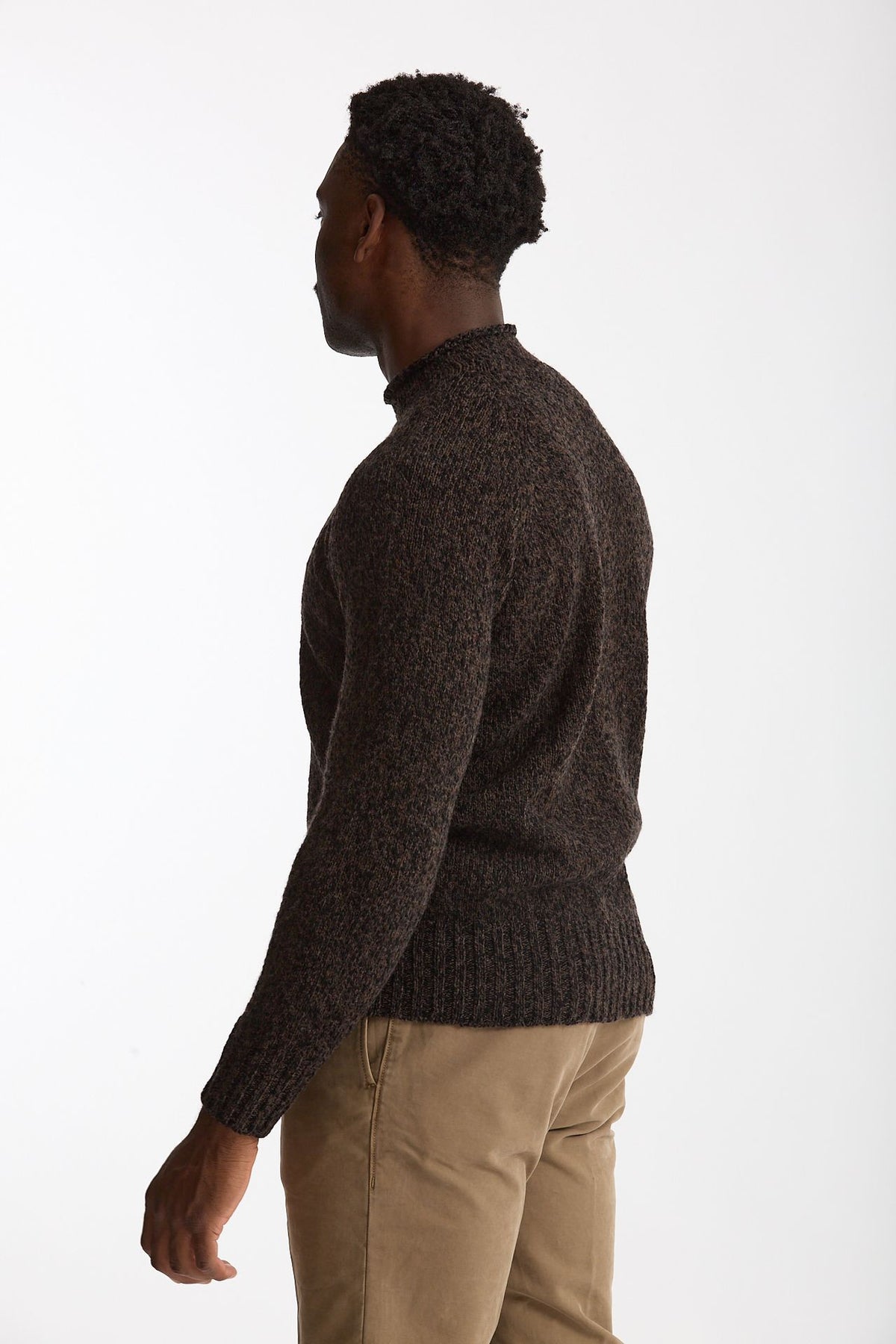 Maglia in lambswool Moulinè marrone e nero uomo Drumohr - 2