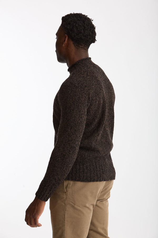 Maglia in lambswool Moulinè marrone e nero uomo Drumohr