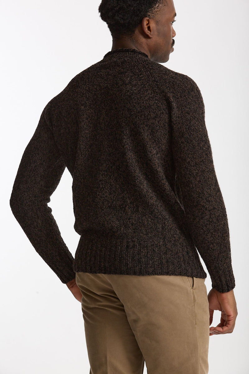 Maglia in lambswool Moulinè marrone e nero uomo Drumohr - 3