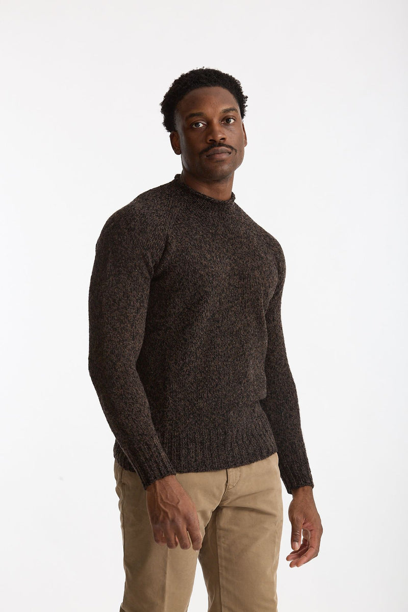 Maglia in lambswool Moulinè marrone e nero uomo Drumohr - 4
